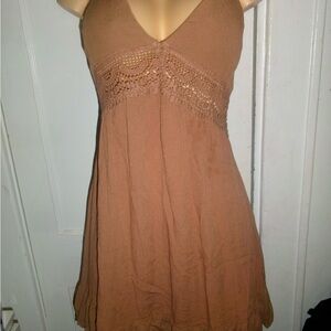 Women's Brown Lace Detail Top